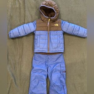 The North Face Boys Puffer Coat and Bibs (3T) Set - Blue